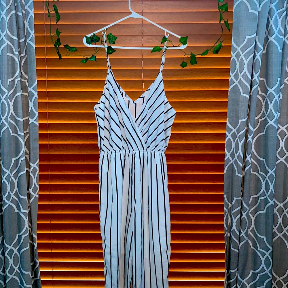 Black and White striped jumpsuit